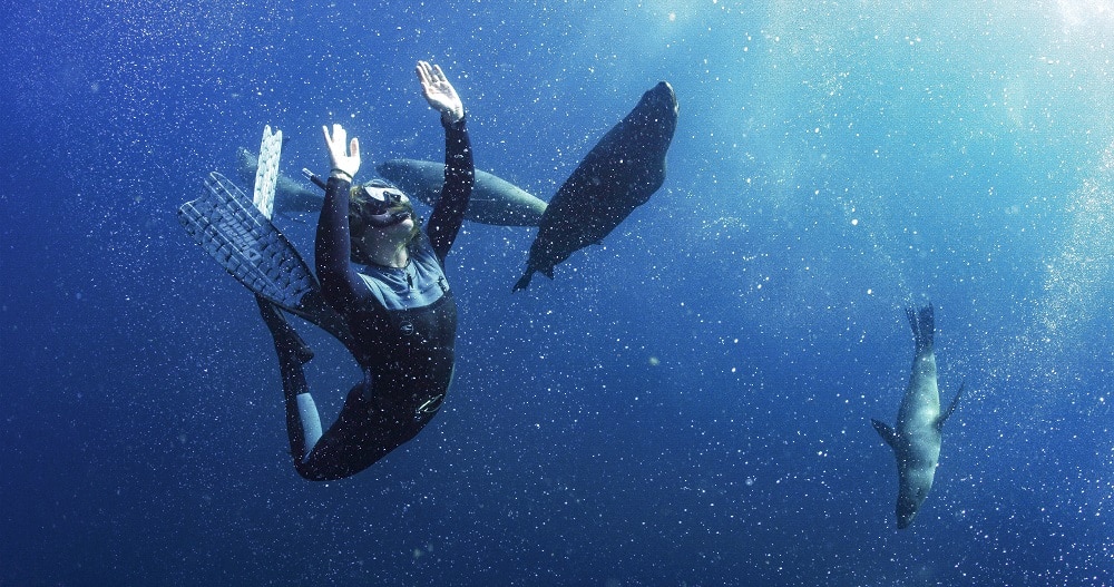 isolation means an epic marine adventure for extreme
sports enthusiast Divya Gordon.