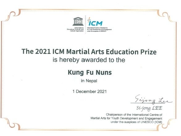 UNESCO prize for Kung Fu Nuns for martial arts education. Source: IANS
