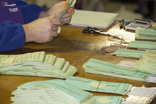 Counting House of Representatives ballot papers.