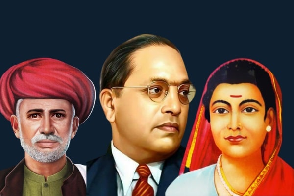 (left to right) Jyotirao 'Jyotiba' Phule, Dr BR Ambedkar, and Savitribai Phule. (Source: Canva)