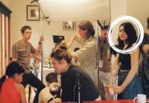 Aleisha Winslow (circled) on the set of 'Gramps Is Drinking Out Of The Toilet Bowl'. (Supplied)